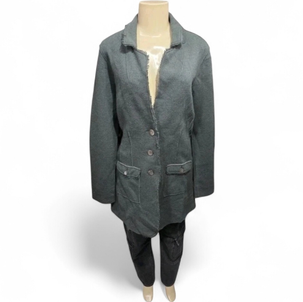 Eileen Fisher Boiled Merino Wool Raw Trim Coatigan Jacket Small